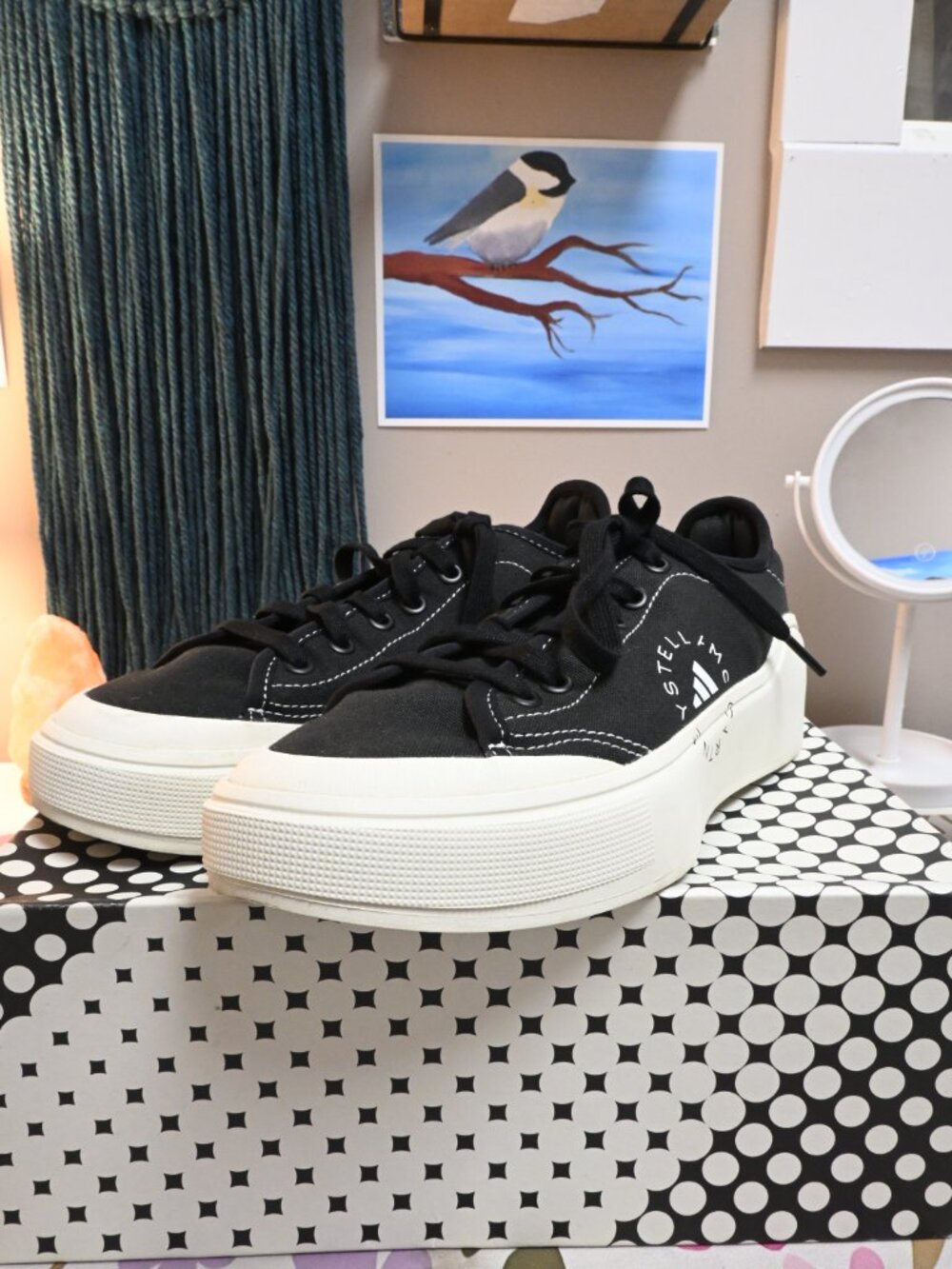 Adidas by Stella McCartney Court Cotton Sneakers Black HP5702 Women's 8.5